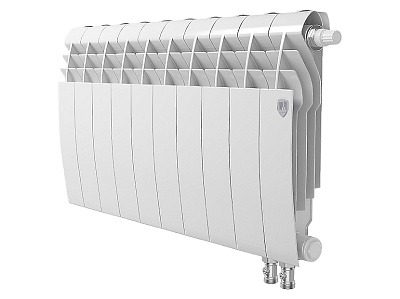 Биметаллический секционный радиатор отопления Royal Thermo Biliner 350 / Bianco Traffico / 10 секций нижнее правое подключение