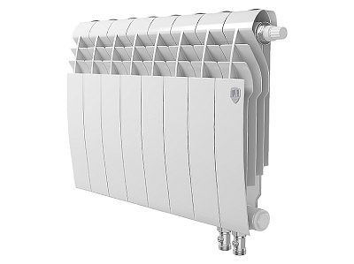 Биметаллический секционный радиатор отопления Royal Thermo Biliner 350 / Bianco Traffico / 8 секций нижнее правое подключение