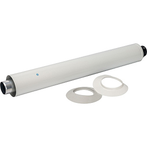 Комплект Stout DN60/100 конечный участок 830мм дымохода для горизонт. прохода через стену с оголовком из пластика