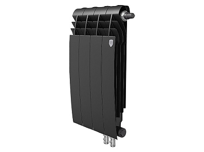 Биметаллический секционный радиатор отопления Royal Thermo Biliner 500 / Noir Sable / 4 секции нижнее правое подключение