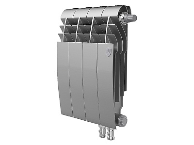 Биметаллический секционный радиатор отопления Royal Thermo Biliner 350 / Silver Satin / 4 секции нижнее правое подключение