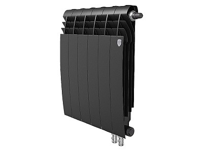 Биметаллический секционный радиатор отопления Royal Thermo Biliner 500 / Noir Sable / 6 секций нижнее правое подключение