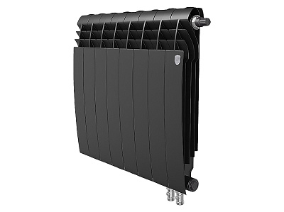 Биметаллический секционный радиатор отопления Royal Thermo Biliner 500 / Noir Sable / 8 секций нижнее правое подключение