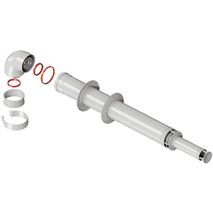 Комплект дымохода Rommer АНТИЛЕД 60/100 - 1000мм (Baxi (кроме ECO Nova/Classic), Viessmann, Kiturami, Mizudo, Beretta, Oasis, Wolf, Tiberis, DeDietrich) хомут в комплекте