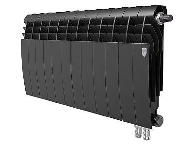 Биметаллический секционный радиатор отопления Royal Thermo Biliner 350 / Noir Sable / 12 секций нижнее правое подключение