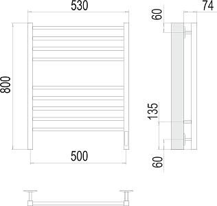 Электрический полотенцесушитель Terminus Сицилия П8 500х800 электро КС 9003 матовый