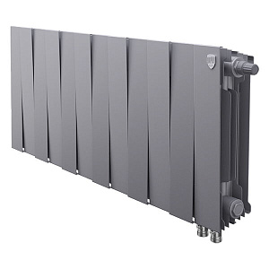 Биметаллический секционный радиатор отопления Royal Thermo PianoForte Silver Satin 300 / 12 секций нижнее правое подключение