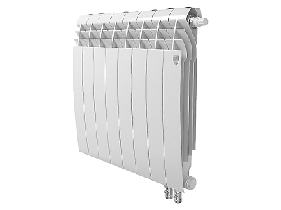 Биметаллический секционный радиатор отопления Royal Thermo Biliner 500 / Bianco Traffico / 8 секций нижнее правое подключение