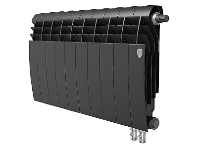 Биметаллический секционный радиатор отопления Royal Thermo Biliner 350 / Noir Sable / 10 секций нижнее правое подключение