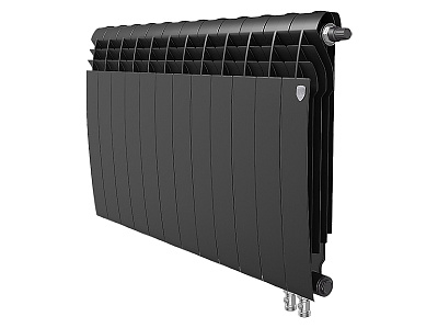 Биметаллический секционный радиатор отопления Royal Thermo Biliner 500 / Noir Sable / 12 секций нижнее правое подключение