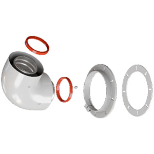 Начальный участок Rommer 60/100 (Bosch, Buderus, Navien S/C/E, Baxi ECO Nova/Classic, Baltur, Лемакс, Fondital) в комплекте фланец