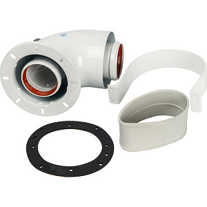 Адаптер Stout DN60/100 для котла угловой 90 градусов коаксиальный (совместимый с Bosch, Buderus)(с логотипом)