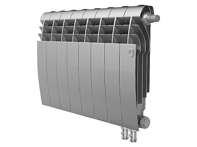Биметаллический секционный радиатор отопления Royal Thermo Biliner 350 / Silver Satin / 8 секций нижнее правое подключение