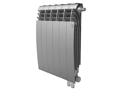 Биметаллический секционный радиатор отопления Royal Thermo Biliner 500 / Silver Satin / 6 секций нижнее правое подключение