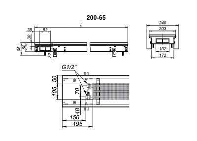 Внутрипольный конвектор с естественной конвекцией Techno KVZ 200-65-2200