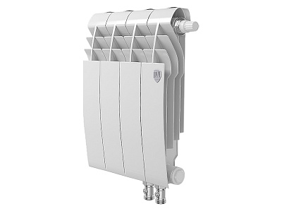 Биметаллический секционный радиатор отопления Royal Thermo Biliner 350 / Bianco Traffico / 4 секции нижнее правое подключение