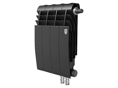 Биметаллический секционный радиатор отопления Royal Thermo Biliner 350 / Noir Sable / 4 секции нижнее правое подключение