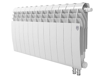 Биметаллический секционный радиатор отопления Royal Thermo Biliner 350 / Bianco Traffico / 12 секций нижнее правое подключение