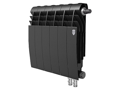 Биметаллический секционный радиатор отопления Royal Thermo Biliner 350 / Noir Sable / 6 секций нижнее правое подключение