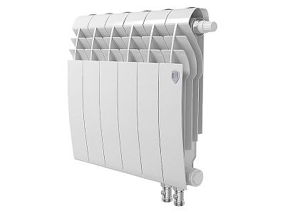Биметаллический секционный радиатор отопления Royal Thermo Biliner 350 / Bianco Traffico / 6 секций нижнее правое подключение