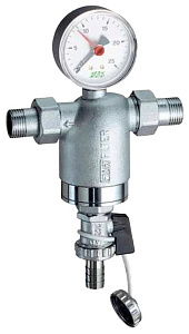 Фильтр для воды FAR 100мкм, с манометром, Max: 95 C, 25 бар, 1 НР