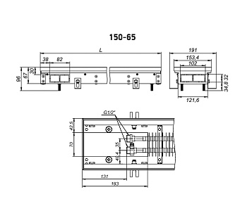 Внутрипольный конвектор с естественной конвекцией Techno Power KVZ 150-65-1400