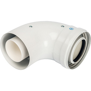Конденсационное колено Stout 90 градусов/ адаптер 90 градусов DN60/100 м/п PP-FE (совместим. с Baxi,Viessmann)