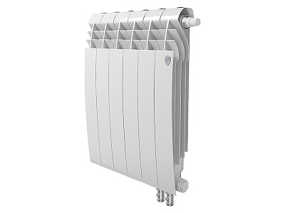 Биметаллический секционный радиатор отопления Royal Thermo Biliner 500 / Bianco Traffico / 6 секций нижнее правое подключение