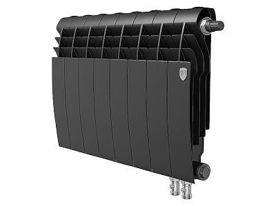 Биметаллический секционный радиатор отопления Royal Thermo Biliner 350 / Noir Sable / 8 секций нижнее правое подключение