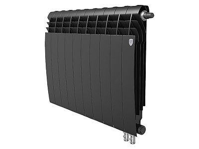 Биметаллический секционный радиатор отопления Royal Thermo Biliner 500 / Noir Sable / 10 секций нижнее правое подключение
