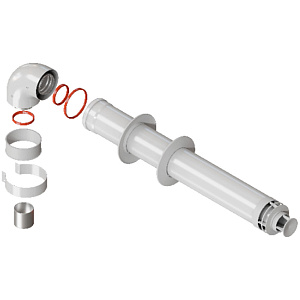 Комплект дымохода Rommer СТАНДАРТ 60/100 - 900мм (Baxi (кроме ECO Nova/Classic), Ariston, Vaillant, Viessmann, Kiturami, Mizudo, Beretta, Oasis, Wolf, Haier, Tiberis, DeDietrich, Arderia) хомут в комплекте + втулка D60 L-50